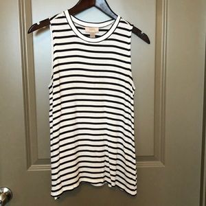 Loft Black/White Striped Tank, Small